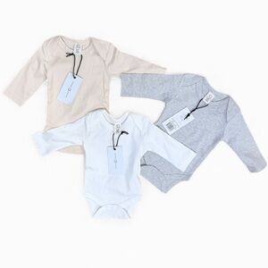 Colored Organics Lot of 3 0-3 Months Classic Long Sleeve Bodysuits